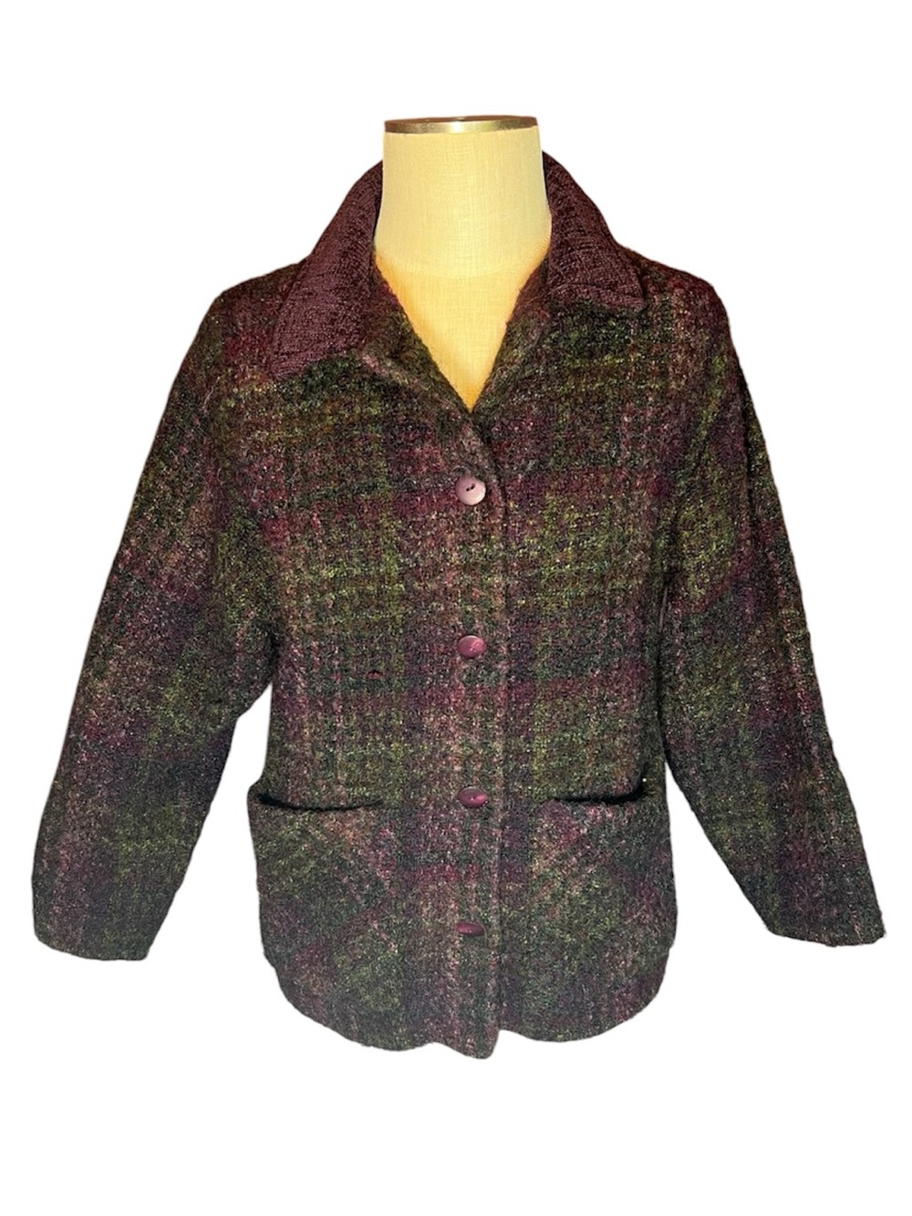 ☘️Weave of the Irish Vintage Plaid Wool Blend Jacket in Purple & Green